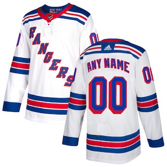 NHL Men adidas New York Rangers White Authentic  Customized Jersey->customized nhl jersey->Custom Jersey